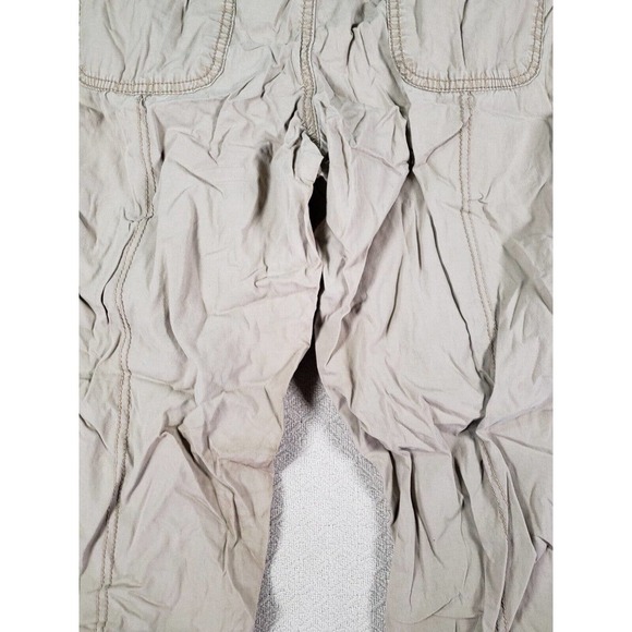 OP Ocean Pacific Pants Womens 17 Ankle Tie Cargo Beige Cotton Zipper Pockets - Picture 12 of 14